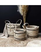 3 Paniers bicolores en fibre de maïs beiges