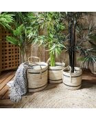 3 Paniers bicolores en fibre de maïs beiges