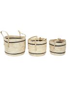 3 Paniers bicolores en fibre de maïs beiges