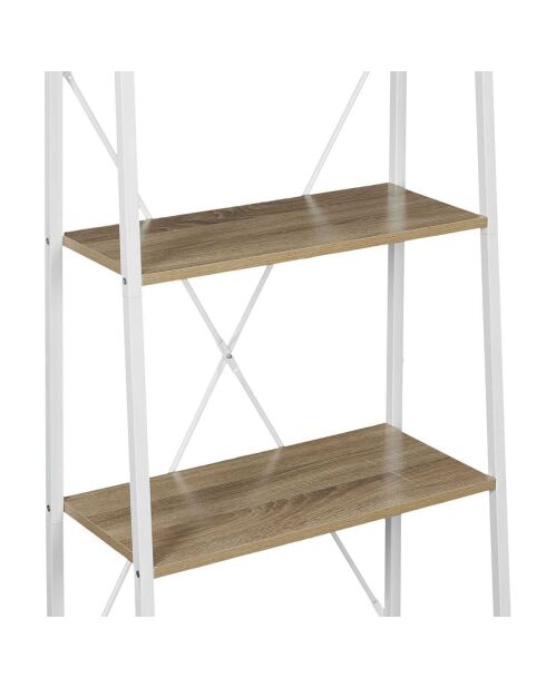 Étagère en bois et métal bois/blanc - 60x148x32.5 cm