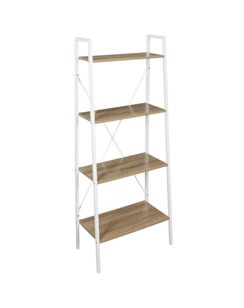 Étagère en bois et métal bois/blanc - 60x148x32.5 cm