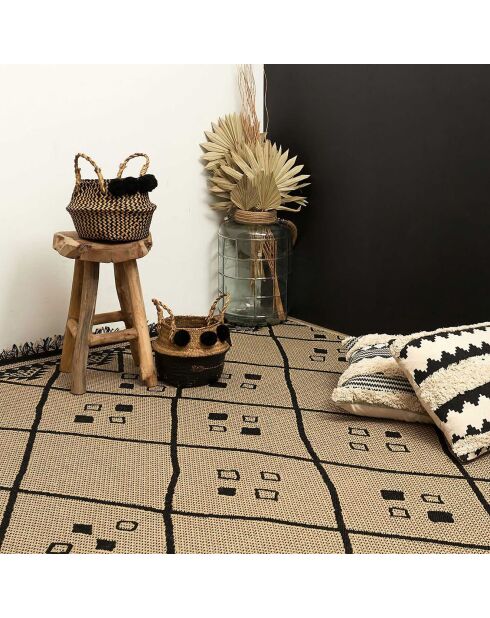 Tapis en jute Mumbai noir/jute - 120x180 cm