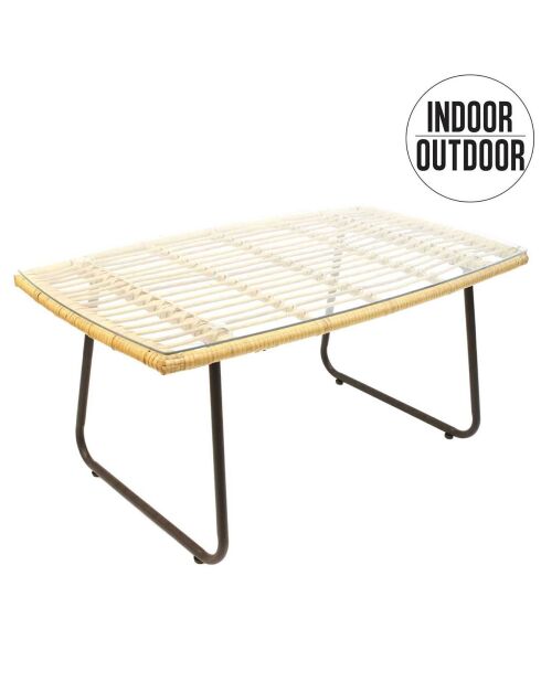 Table basse Surabaya noir/naturel - 95x42x55 cm