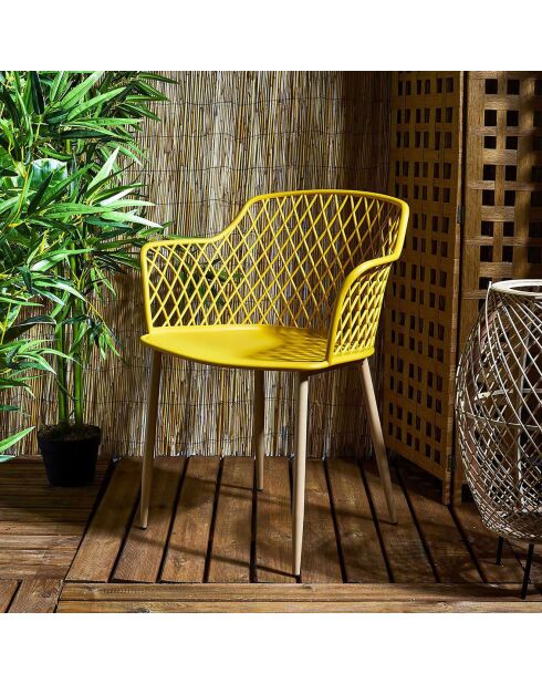 4 Fauteuils d'extérieur Malaga jaunes - 54.1x80x62.2 cm