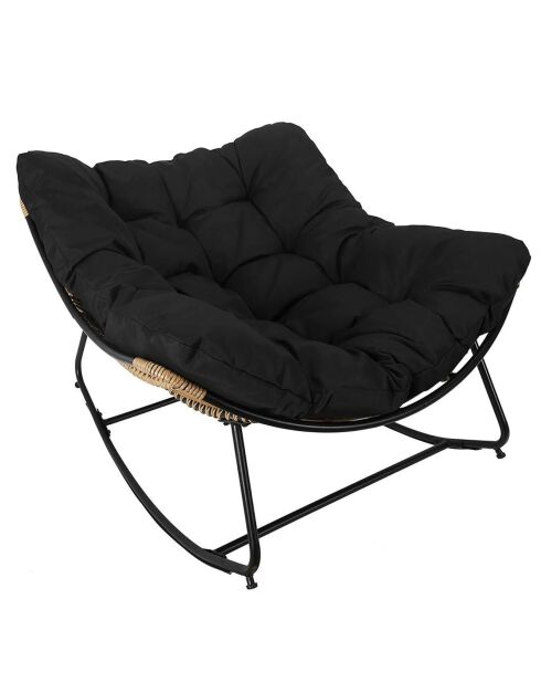 Fauteuil à bascule Tulum marron/noir - 96x73x114 cm