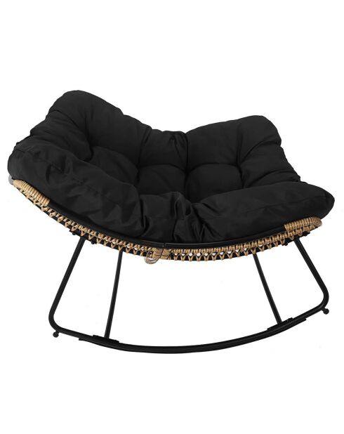 Fauteuil à bascule Tulum marron/noir - 96x73x114 cm