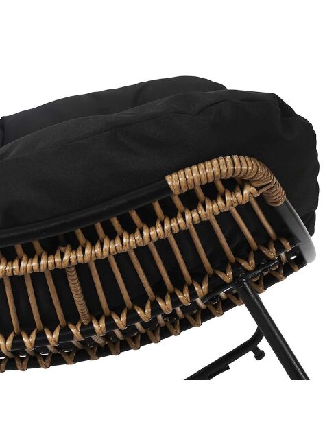 Fauteuil à bascule Tulum marron/noir - 96x73x114 cm