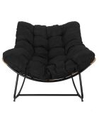 Fauteuil à bascule Tulum marron/noir - 96x73x114 cm