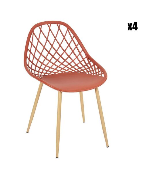 4 Chaises d'extérieur Malaga orange/marron - 80.2x51.2x57 cm