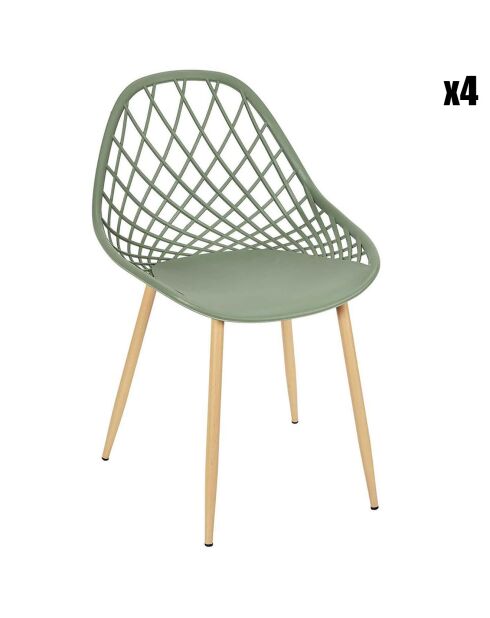 4 Chaises d'extérieur Malaga vert/marron - 80.2x51.2x57 cm