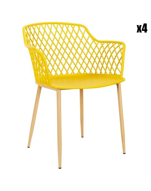 4 Fauteuils d'extérieur Malaga jaunes - 54.1x80x62.2 cm