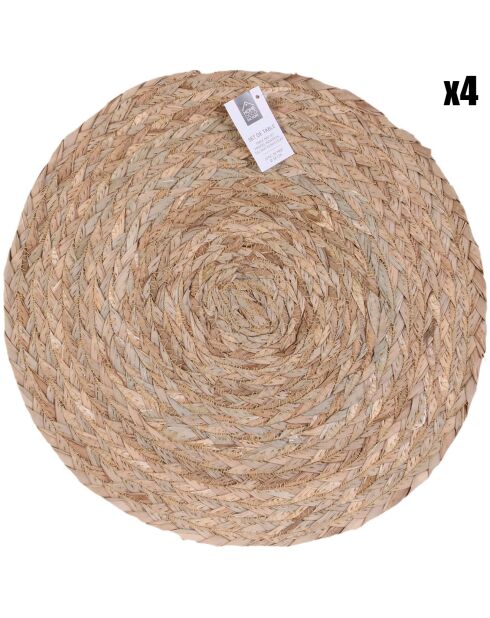 4 Sets de table tressé sable - D.38 cm