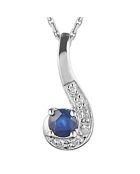 Virgule diamanthanger 0,02 ct saffier 0,16 kt witgoud