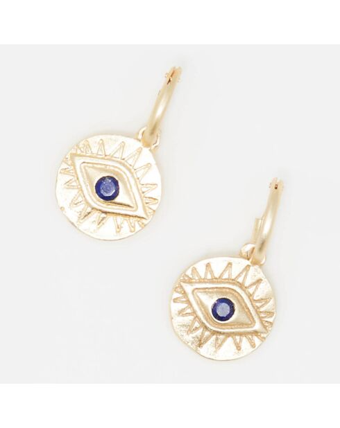 Boucles d'oreilles Raja Lapis en laiton doré