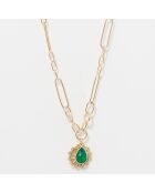 Collier Rachelle Onyx Vert en laiton doré