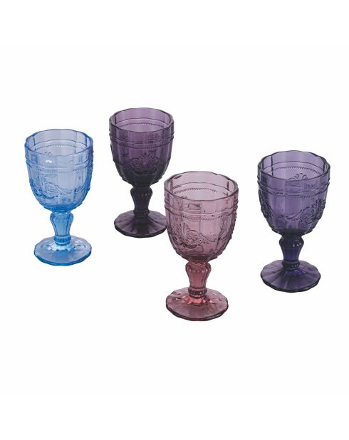 4 paarse Syrah-wijnglazen - 26,5 cl