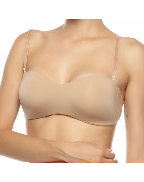 Soutien-gorge bandeau en coton Tiphanie rembourré beige