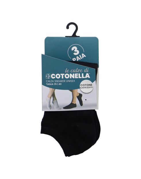 3 Paires Chaussettes sneakers unisexe noires