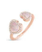 Ring aus rosévergoldetem Silber, rosafarbenem Perlmutt und Zirkonium