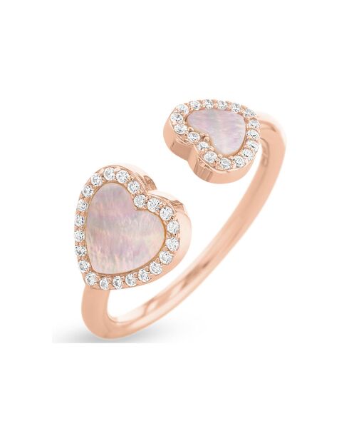 Ring aus rosévergoldetem Silber, rosafarbenem Perlmutt und Zirkonium