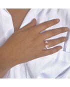 Ring aus rosévergoldetem Silber, rosafarbenem Perlmutt und Zirkonium