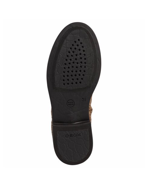 Bottines en Velours de Cuir Agata imprimé pois camel