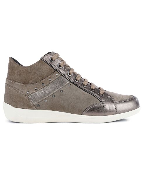 Baskets en Cuir & Velours de Cuir Myria taupe