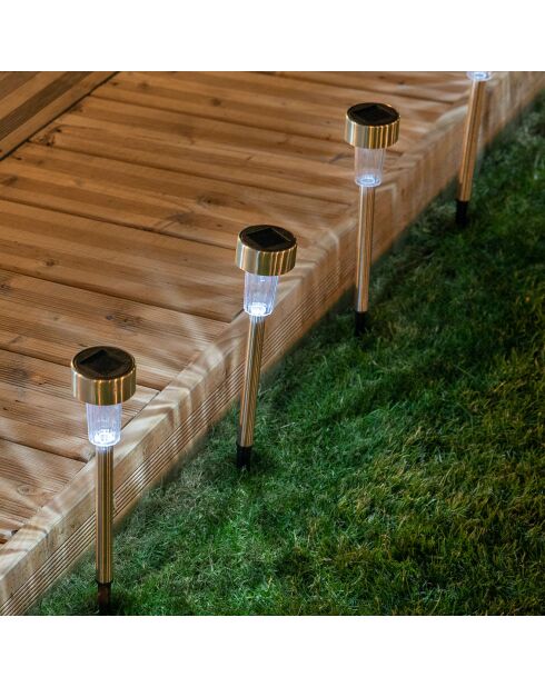 Lanterne solaire inox - 33.5/23x5.5 cm