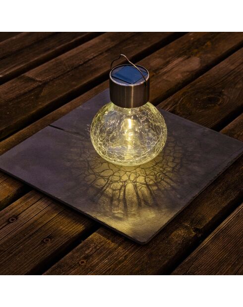 Farol solar de acero inoxidable - 11,5 x 9,5 cm