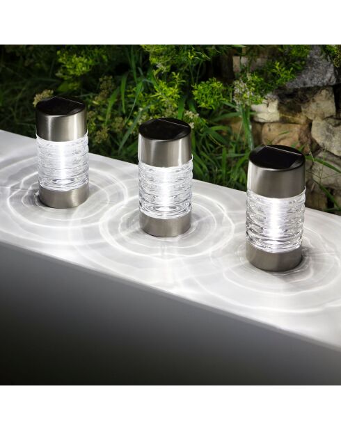 Baliza solar de acero inoxidable H57 - 57/42,5x7,6 cm