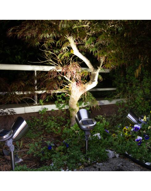 Foco solar de acero inoxidable cepillado - 32,5/21,5x9x17 cm