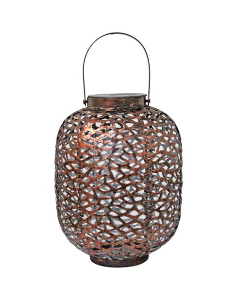Lanterne solaire métal design rétro - 34.5/24x17.5 cm