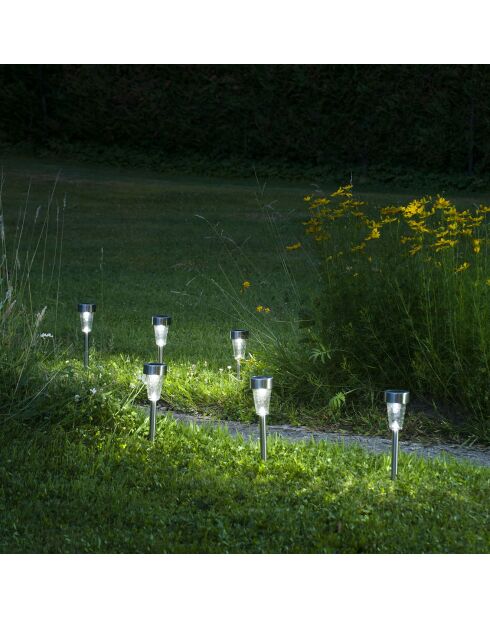 5 Lanternes solaires inox - 37/26.5x7.5 cm