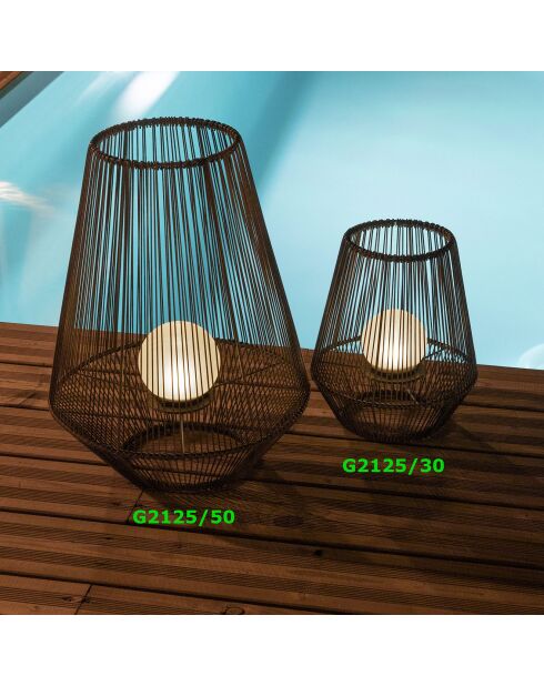 Lanterne décorative H30 boule perlée - 30.5x25.8 cm