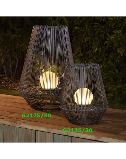 H30 dekorative Laterne mit Perlenkugel - 30,5 x 25,8 cm