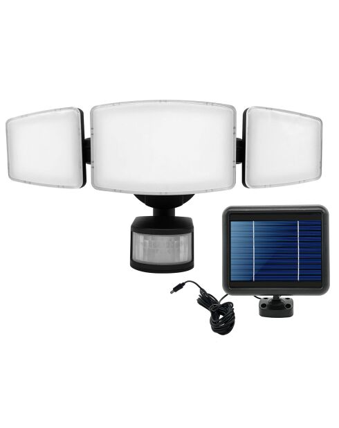 Foco solar de 3 cabezales muy luminoso con detector de presencia, 34,5 x 7,2 x 32 cm