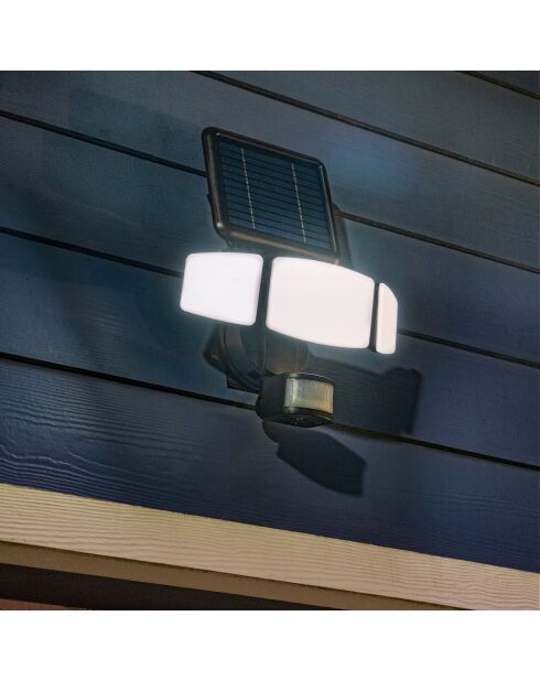 Foco solar de 3 cabezales muy luminoso con detector de presencia, 34,5 x 7,2 x 32 cm
