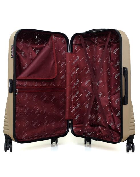 Valise Moyen séjour 4 roues doubles Dc 65 cm beige