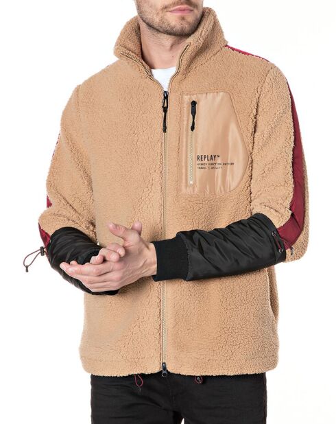 Chaqueta polar beige/negra