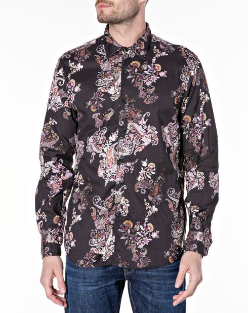 Chemise Regular Fit à imprimé cachemire noire