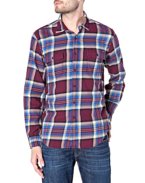 Chemise Slim Fit à grands carreaux bordeaux/bleu