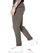 Pantalon Slim Smart Business imprimé chevrons marron