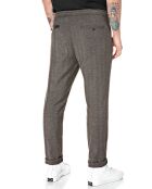 Pantalon Slim Smart Business imprimé chevrons marron