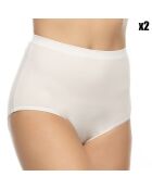 2 Culottes en coton taille haute Aurélie blanches