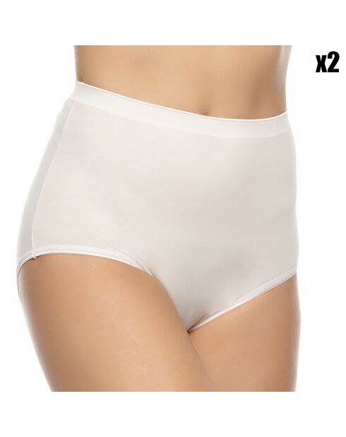 2 Culottes en coton taille haute Aurélie blanches