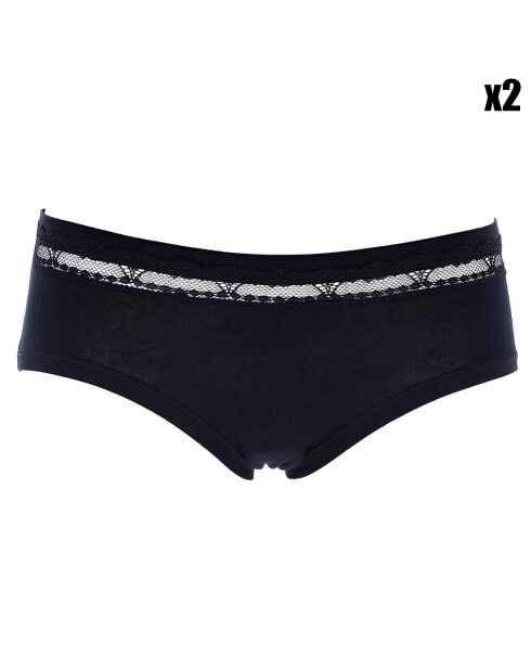 2 Culottes Midi en coton biélastique Marilyn noires