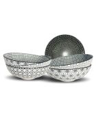 6 Assiettes creuses en Porcelaine Komae blanc/noir - D.21 cm
