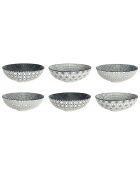 6 Assiettes creuses en Porcelaine Komae blanc/noir - D.21 cm