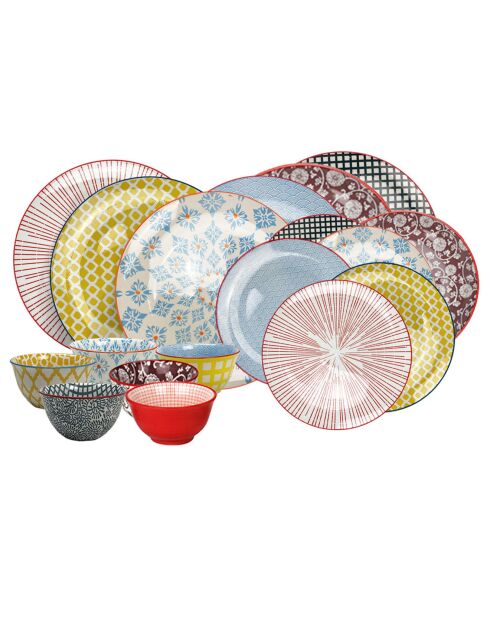 Service de table en Porcelaine Sabae multicolore - 18 pièces