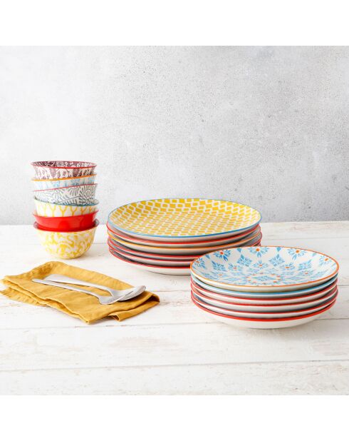 Service de table en Porcelaine Sabae multicolore - 18 pièces